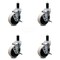 Service Caster 4 Inch Thermoplastic Wheel 1-1/4 Inch Expanding Stem Caster with Brakes, 4PK SCC-EX05S410-TPRS-SLB-114-4 - alternate 1